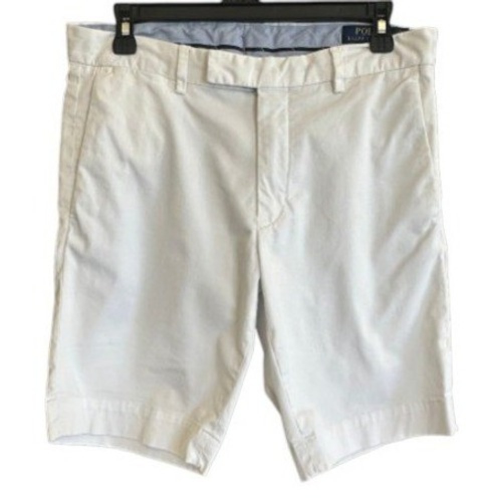 Polo Ralph Lauren Mens 30 White Slim Stretch Chino Shorts Casual Summer w/flaw